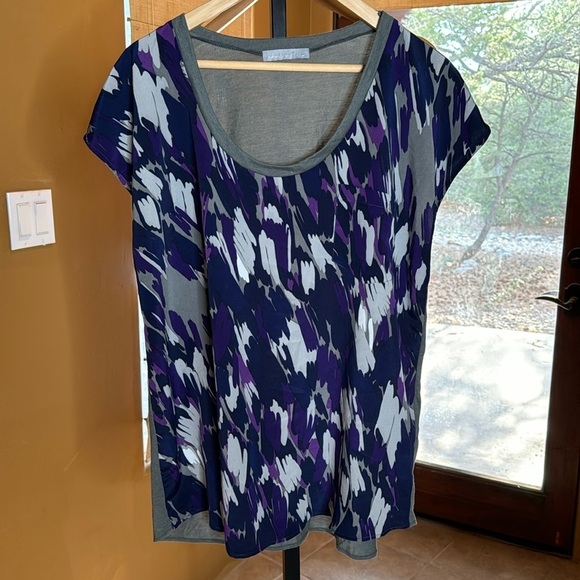 Olivia Moon Tops - Olivia Moon Short Sleeve Top Purple Blue Gray Size 1X